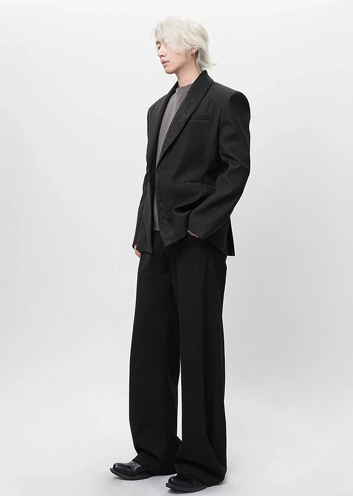 Structured Asymmetric Embroidered Lapel Tailored Blazer 9 Structured Asymmetric Embroidered Lapel Tailored Blazer - Image 9