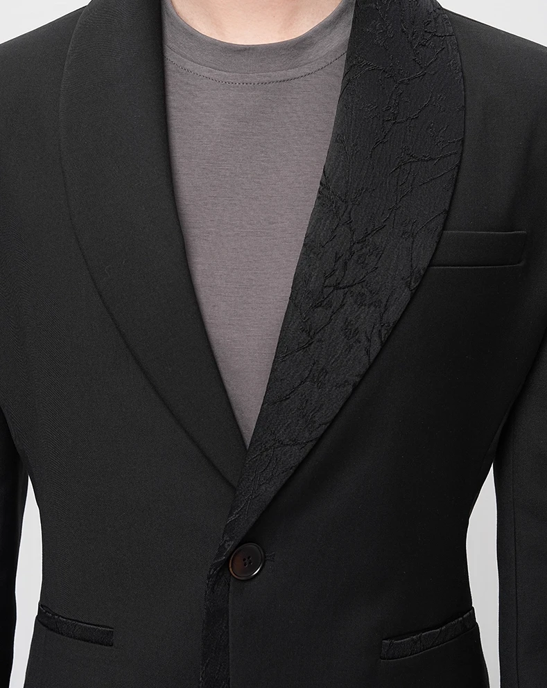 Structured Asymmetric Embroidered Lapel Tailored Blazer 6 Structured Asymmetric Embroidered Lapel Tailored Blazer - Image 6