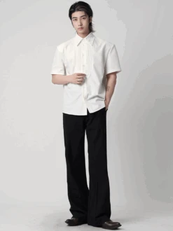 Embroidered Collar Short Sleeve Shirt With Pleated Front Detail -Modern Wear Shop Screenshot2025 07 06210323