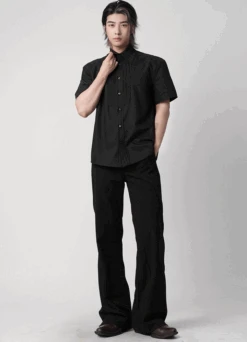 Embroidered Collar Short Sleeve Shirt With Pleated Front Detail -Modern Wear Shop Screenshot2025 07 06210344