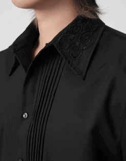 Embroidered Collar Short Sleeve Shirt With Pleated Front Detail -Modern Wear Shop Screenshot2025 07 06210439