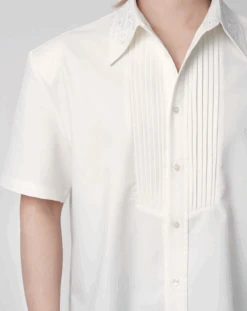 Embroidered Collar Short Sleeve Shirt With Pleated Front Detail -Modern Wear Shop Screenshot2025 07 06210524