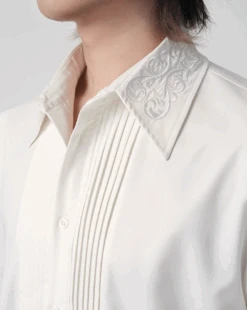 Embroidered Collar Short Sleeve Shirt With Pleated Front Detail -Modern Wear Shop Screenshot2025 07 06210536