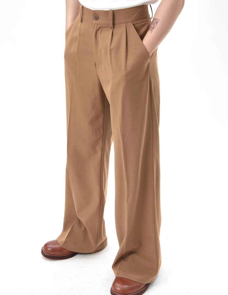 Pleated Wide Leg Trousers With Tailored Waistband And Belt Loop 5 Pleated Wide Leg Trousers With Tailored Waistband And Belt Loop - Image 5
