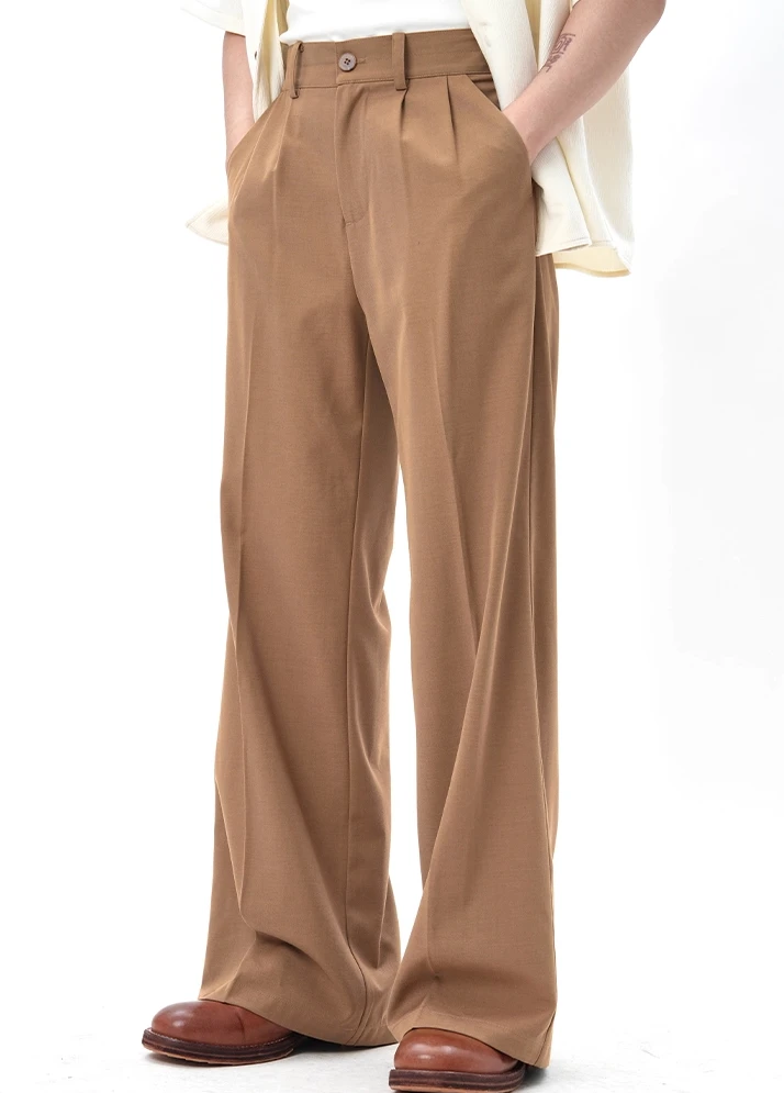 Pleated Wide Leg Trousers With Tailored Waistband And Belt Loop 2 Pleated Wide Leg Trousers With Tailored Waistband And Belt Loop - Image 2
