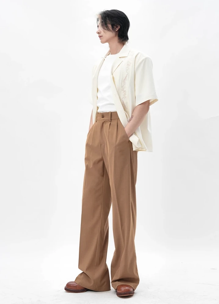 Pleated Wide Leg Trousers With Tailored Waistband And Belt Loop 10 Pleated Wide Leg Trousers With Tailored Waistband And Belt Loop - Image 10
