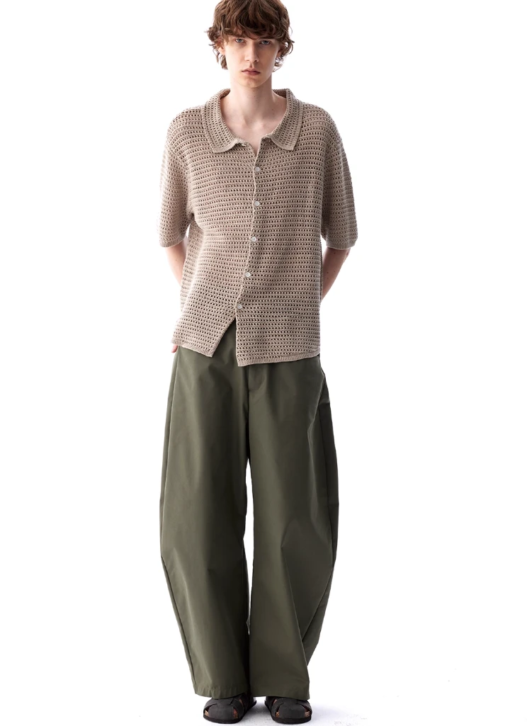 Open Knit Button Down Short Sleeve Shirt With Collar 5 Open Knit Button Down Short Sleeve Shirt With Collar - Image 5