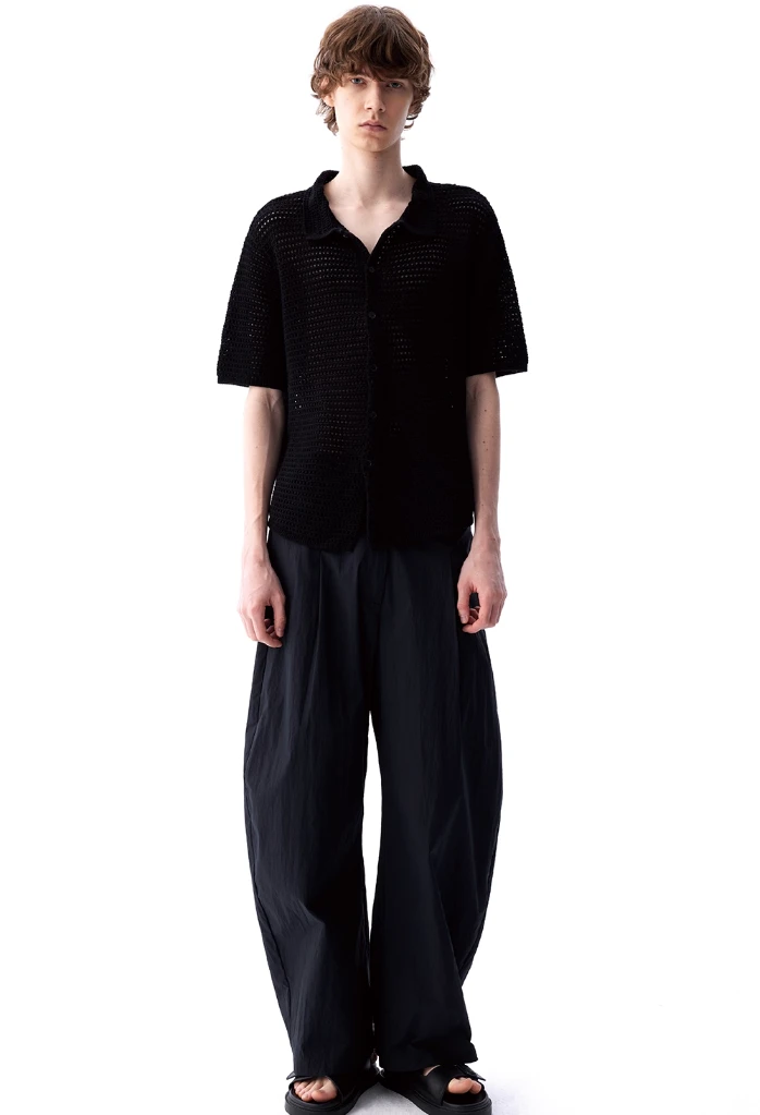 Open Knit Button Down Short Sleeve Shirt With Collar 9 Open Knit Button Down Short Sleeve Shirt With Collar - Image 9