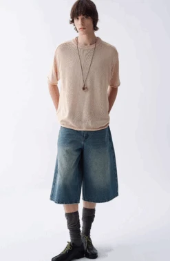 Ribbed Collar Textured Knit Drop Shoulder Tee -Modern Wear Shop Screenshot2025 07 12134401