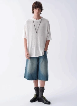 Ribbed Collar Textured Knit Drop Shoulder Tee -Modern Wear Shop Screenshot2025 07 12134452