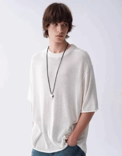 Ribbed Collar Textured Knit Drop Shoulder Tee -Modern Wear Shop Screenshot2025 07 12134542