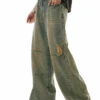 Minimal Distressed Wide Leg Sandblast Jeans