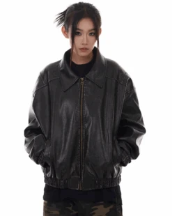 Oversized Drop Shoulder Faux Leather Zip Jacket -Modern Wear Shop Screenshot 2025 01 05 002929