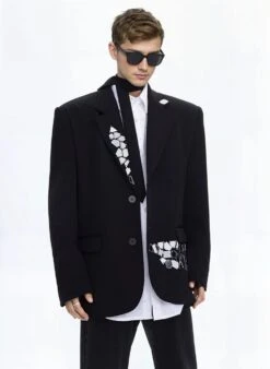 Structured Single Breasted Blazer With Abstract Shard Patch Detail -Modern Wear Shop Screenshot 2025 04 06 224544
