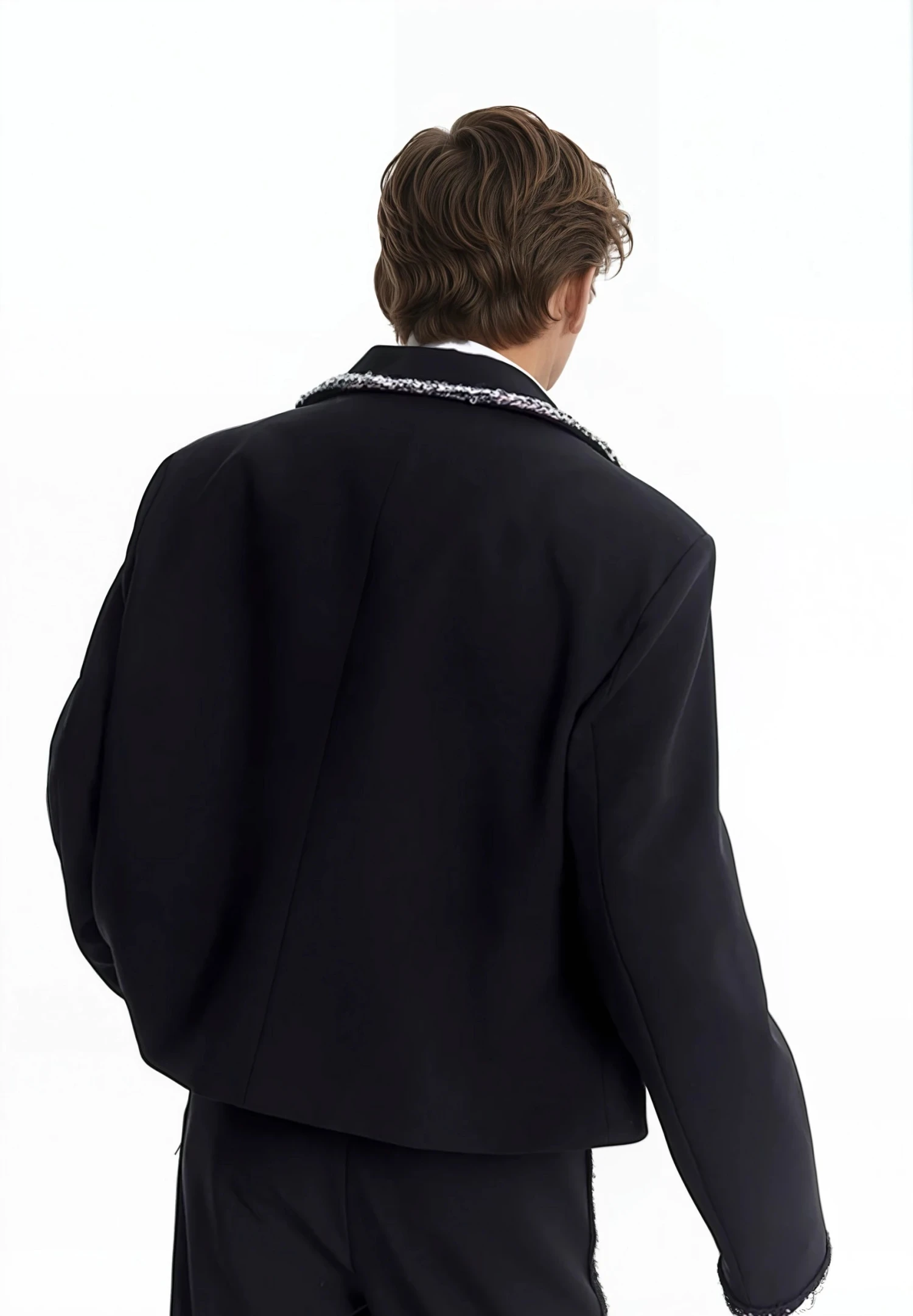 Boxy Cropped Blazer Jacket With Contrast Tweed Trim 10 Boxy Cropped Blazer Jacket With Contrast Tweed Trim - Image 10