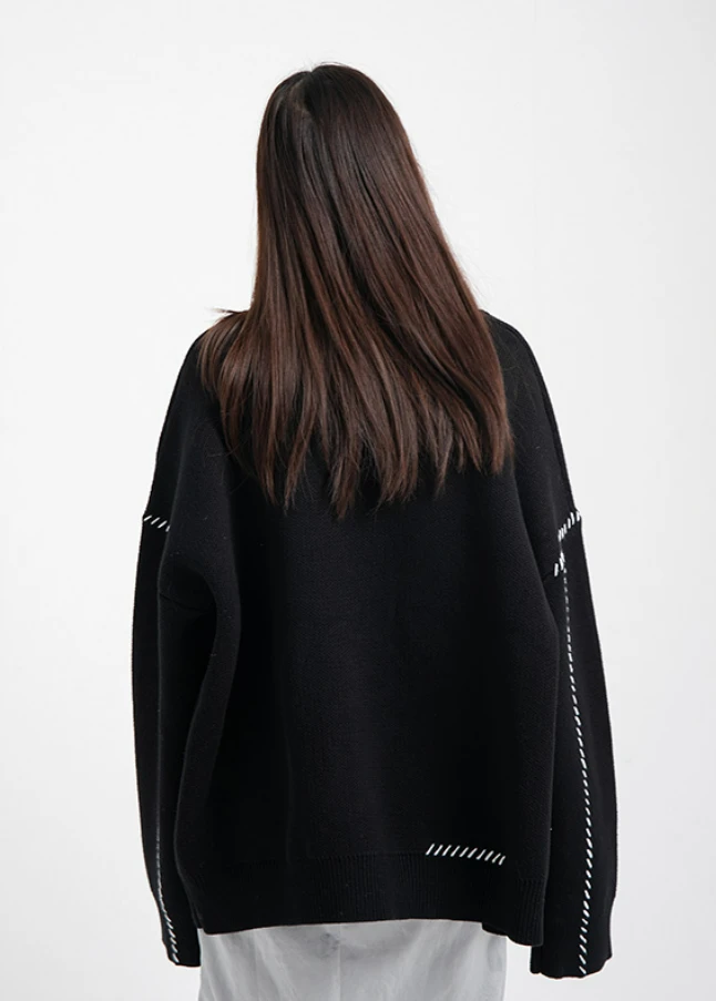 Contrast Stitch Oversized Cardigan 4 Contrast Stitch Oversized Cardigan - Image 4