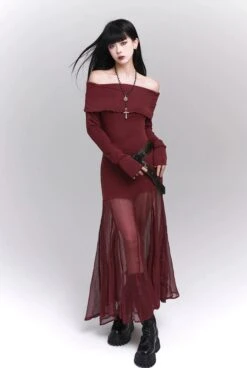 Ruffle Off-Shoulder Sheer Skirt Maxi Dress -Modern Wear Shop a00c44889bb22f09049872e02b176a51