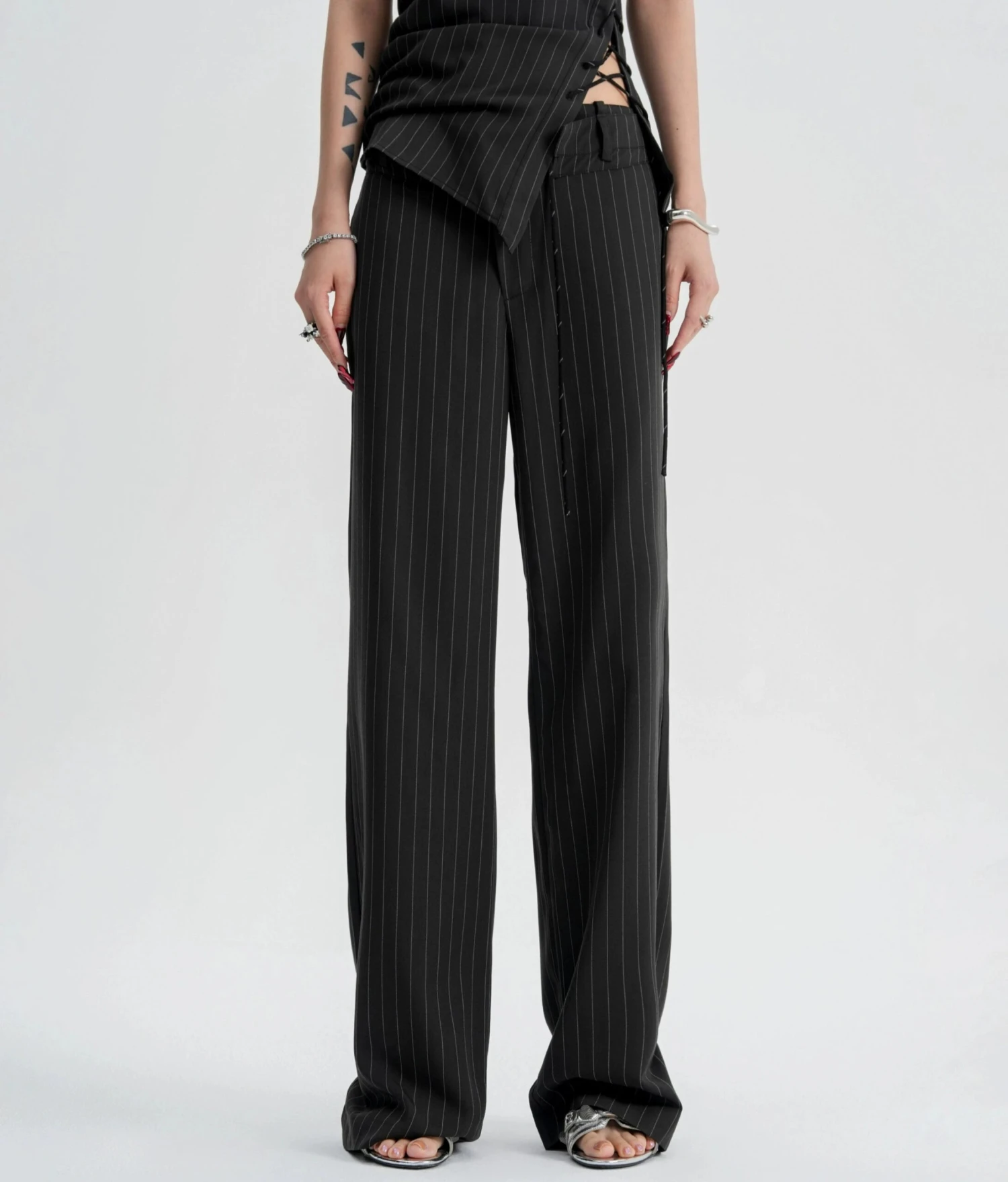 Striped Halter Top And Wide Leg Pants Set 12 Striped Halter Top And Wide Leg Pants Set - Image 12