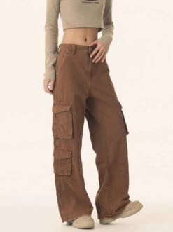 Straight Leg Utility Cargo Pants With Multiple Flap Pockets -Modern Wear Shop a04734f2fcd4c44d7373cf5092f75f1c