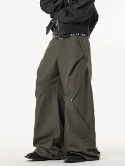 Wide Leg Paneled Pants With Button Detail -Modern Wear Shop a065d039e1fae426a1ab8f90edfb79a9