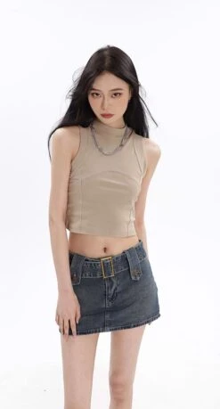 Belted Denim Micro-Mini Skirt -Modern Wear Shop a081474fe508a7a06981904d2cb3b529