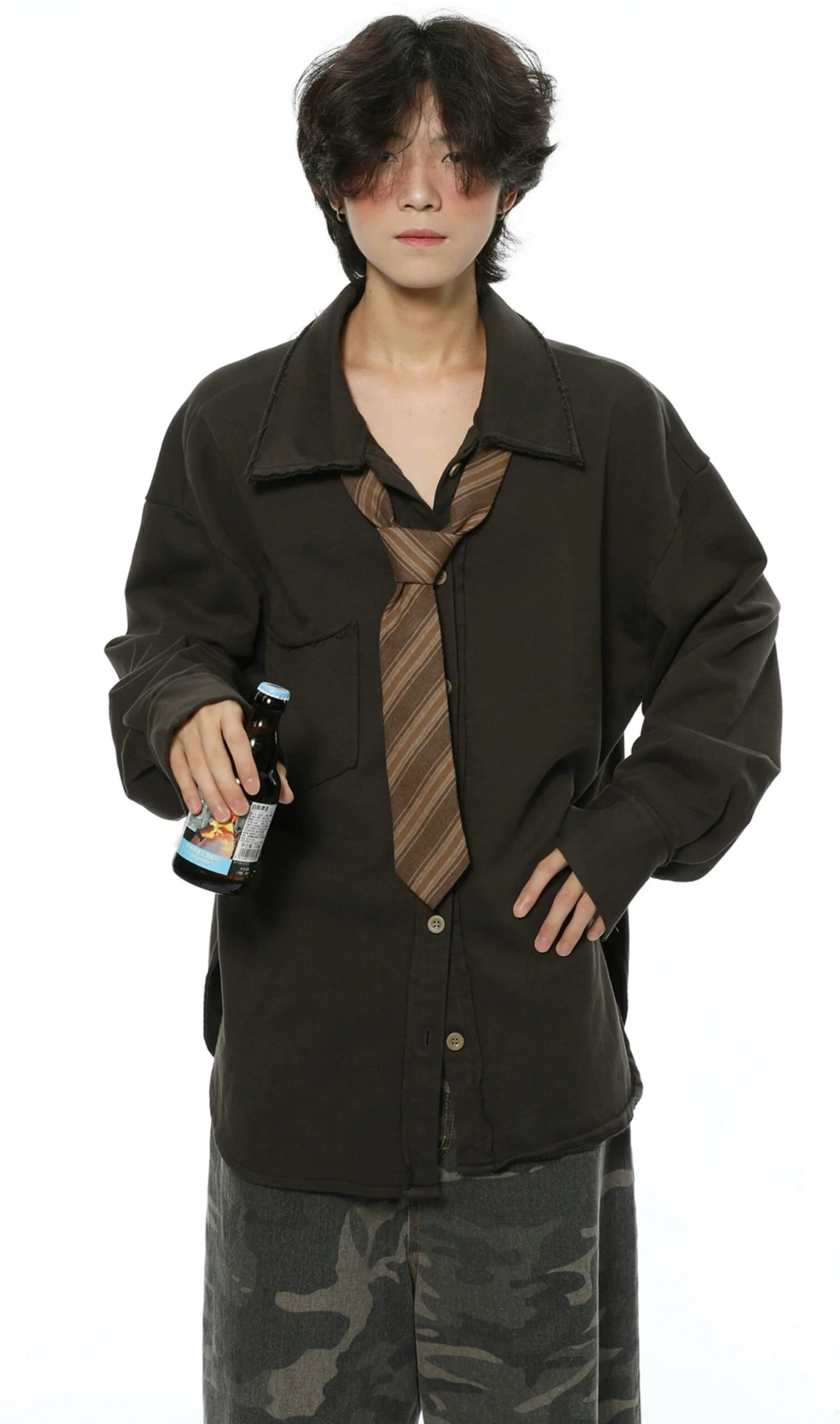 Oversized Raw-Edge Button-Down Shirt 6 Oversized Raw-Edge Button-Down Shirt - Image 6