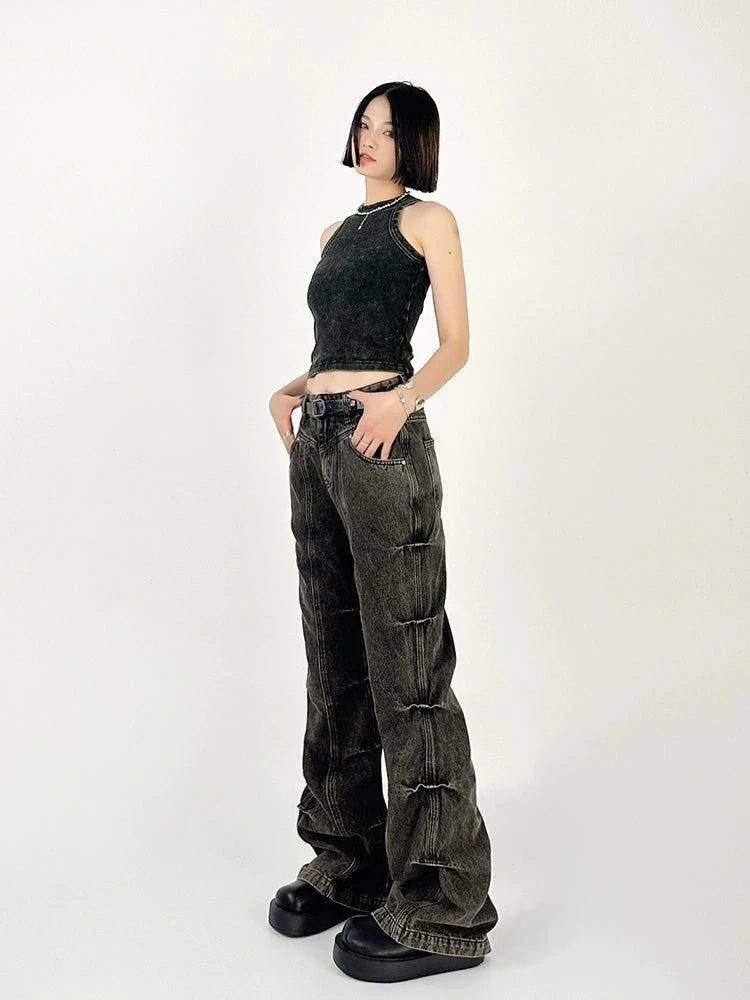 Wide Leg Denim Jeans With Contrast Stitching 8 Wide Leg Denim Jeans With Contrast Stitching - Image 8