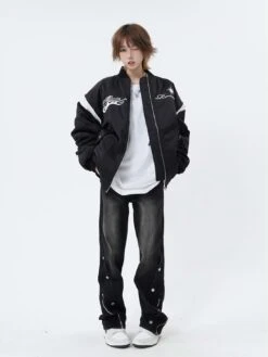 Diagonal Button And Zip Faded Jeans -Modern Wear Shop a0facd72abada3234ca1eb3ee855cff6