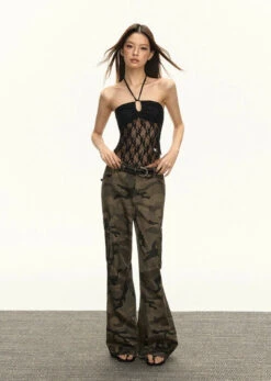 Lace Overlay Mesh Halter Neck Crop Top -Modern Wear Shop a13d15b633afd3e97d629f5acce27fce