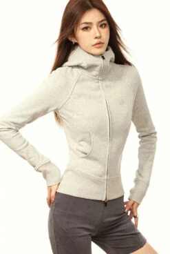 Skinny High Collar Hoodie Zip Jacket -Modern Wear Shop a169847ff6809b2281f1f4f54db94fc1