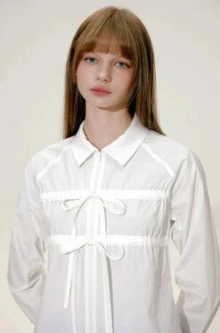 Bow Tie Detail Collared Cropped Shirt -Modern Wear Shop a18aad51cbb153795b4178d806c7bc4b