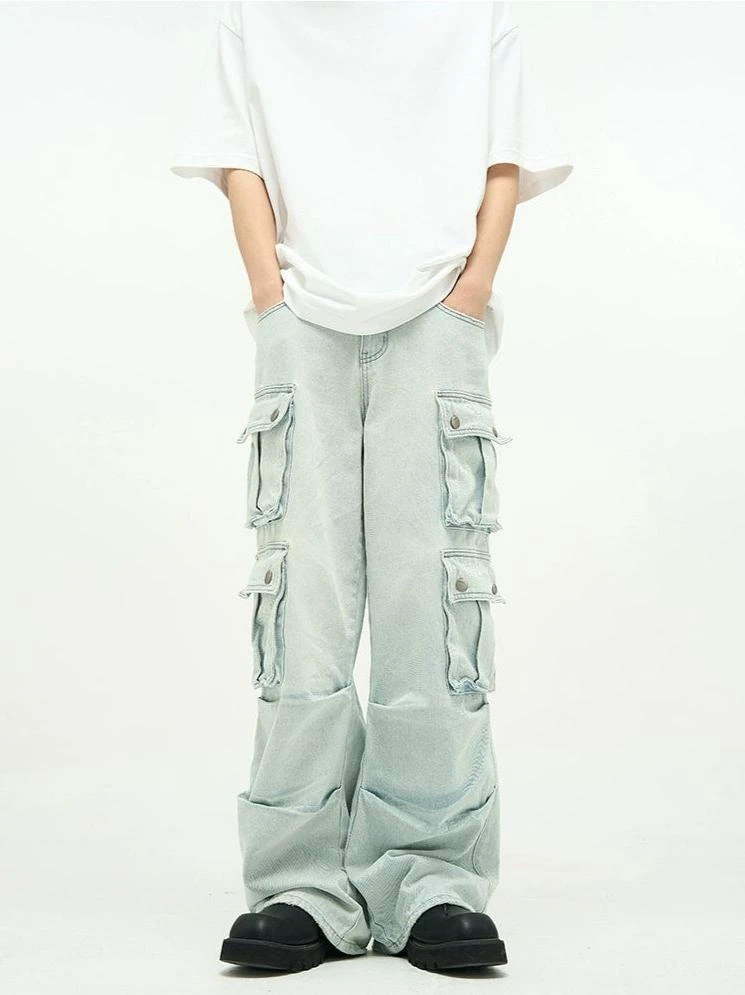 Faded Multi Pocket Denim Pants 2 Faded Multi Pocket Denim Pants - Image 2