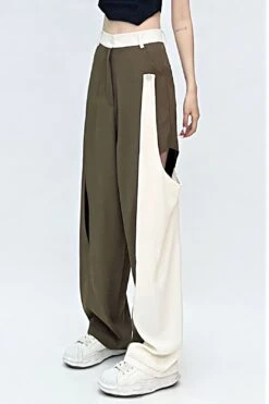 Color Block Wide Leg Pants With Side Cutouts -Modern Wear Shop a1a835a89b81e573911eba1a007e1540