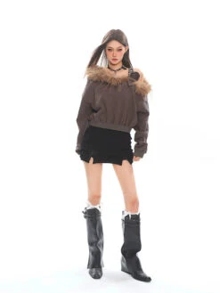 Faux Fur Trim Off-Shoulder Long Sleeve Top With Single Strap -Modern Wear Shop a1baa0ed9fbc55915d91b083d4545a07