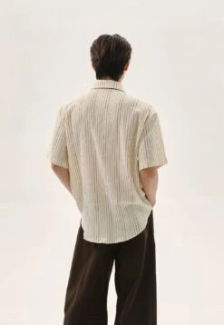 Textured Short Sleeve Button-Up Stripe Shirt With Chest Pocket And Necktie -Modern Wear Shop a1d4f829316c2ee543549dc71301b61b