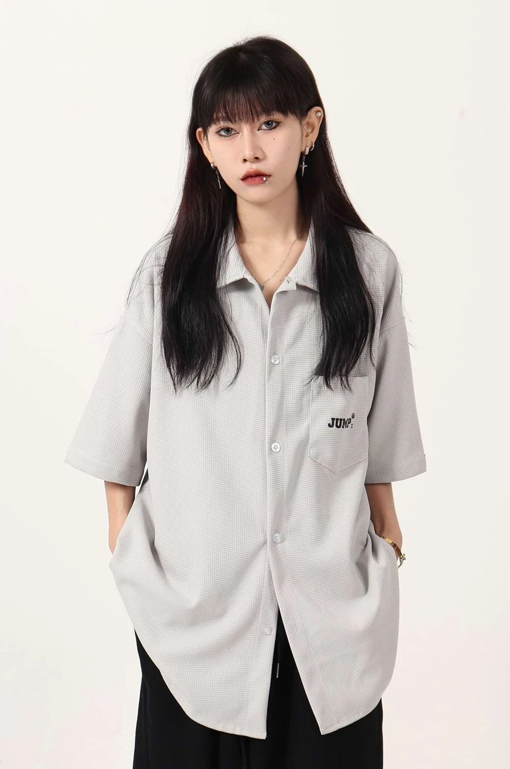Waffle Texture Oversized Button Shirt 13 Waffle Texture Oversized Button Shirt - Image 13