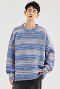 Striped Abstract-Effect Crew Neck Pullover Sweater 16 Striped Abstract-Effect Crew Neck Pullover Sweater -Modern Wear Shop a20c2e1457d463dfe0a370253f81e899