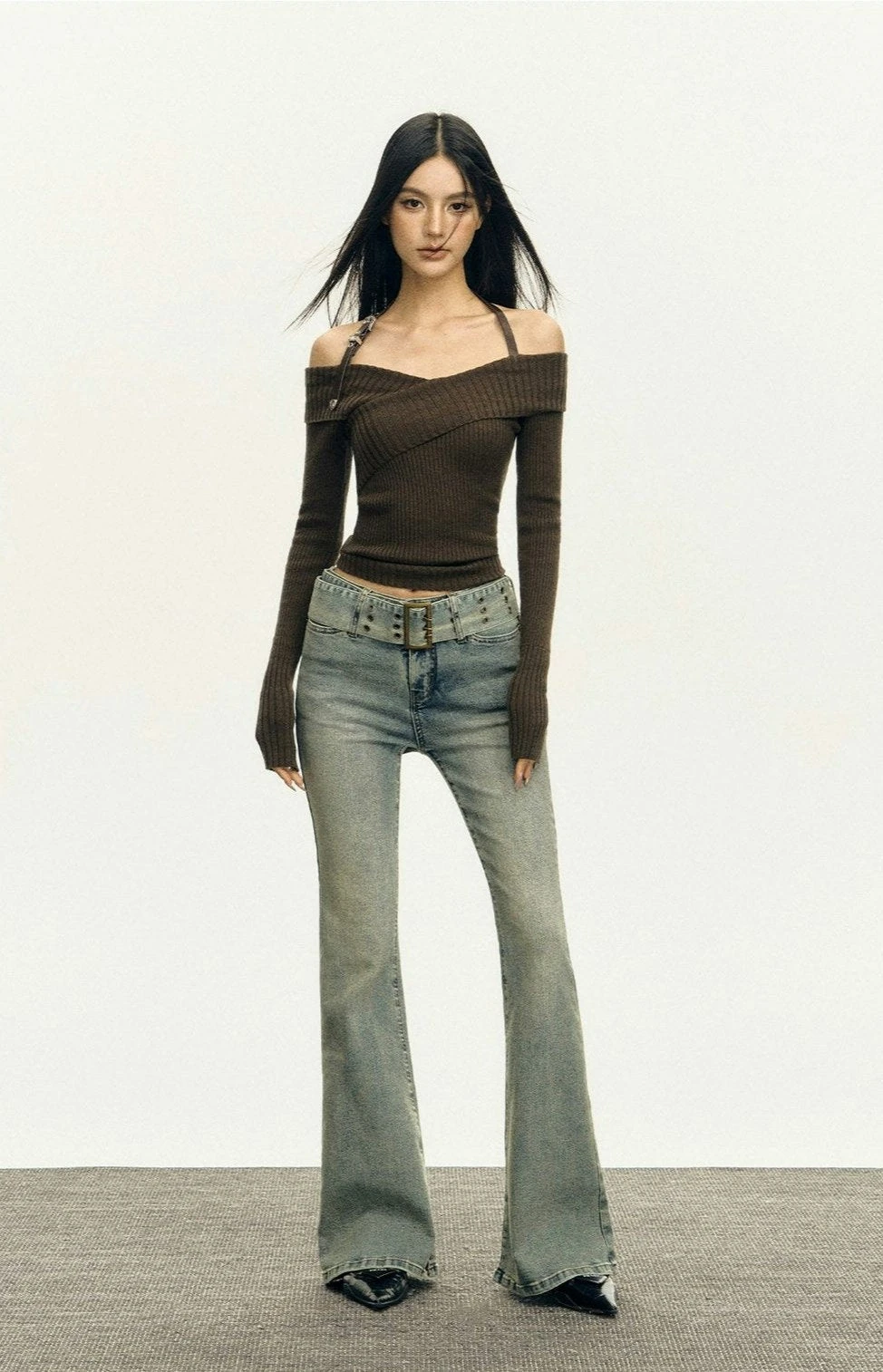 Halter Neck Ribbed Knit Long Sleeve Top 6 Halter Neck Ribbed Knit Long Sleeve Top - Image 6