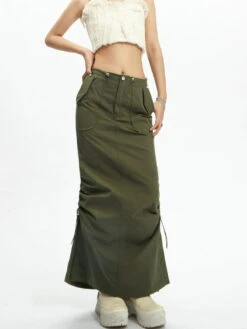 Adjustable Drawstring Midi Cargo Skirt -Modern Wear Shop a3084c8d0914eed7504829fe8aa1add1