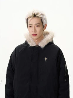 Pinstripe Bomber Jacket With Faux Fur Collar -Modern Wear Shop a308c8fce8ce139dbbefd9a4a957cf2b