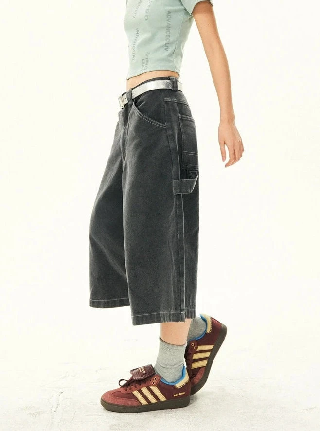 Wide Leg Bermuda Denim Shorts With Side Loop 7 Wide Leg Bermuda Denim Shorts With Side Loop - Image 7
