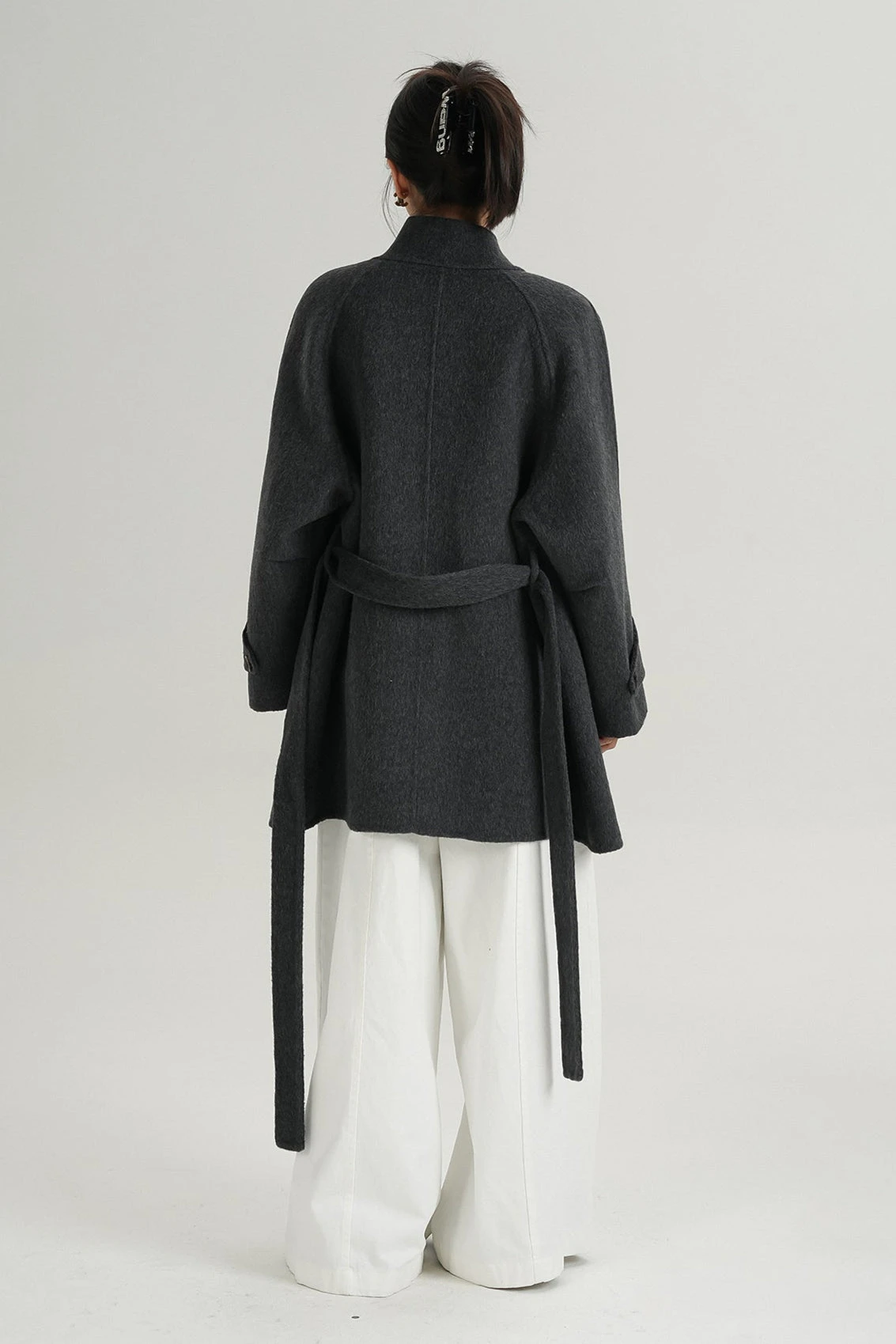 High Collar Asymmetric Button Coat With Belt 13 High Collar Asymmetric Button Coat With Belt - Image 13