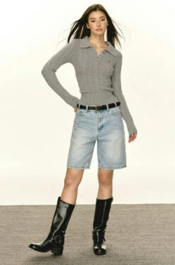 Half-Button Cable Knit Collared Pullover -Modern Wear Shop a4449d69130eafa2e9c5cfc9d3d612d6