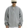 Oversized Half-Zip Ribbed Sweatshirt