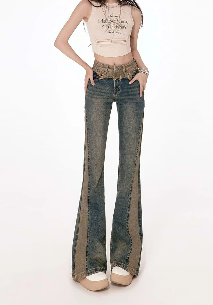 Semi Flare Color Block Jeans 8 Semi Flare Color Block Jeans - Image 8