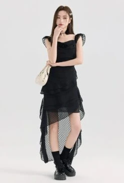 Tiered Ruffle Midi Dress With Floral Detail -Modern Wear Shop a4a17f8b2adc53b2143cc02a25827e8e