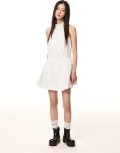 Sleeveless Halter Ruched Neck Gathered Waist Tent Dress -Modern Wear Shop a4dc4ce6de5727b0177cc8ebf2d88abd