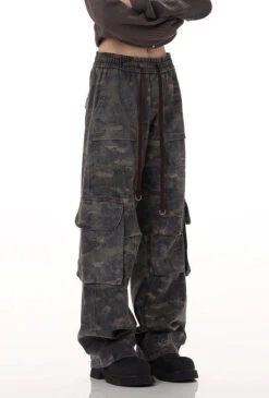 Vintage Camo Print Cargo Pants With Elastic Waist -Modern Wear Shop a5624b60d56606c19afc92db6fd035c1
