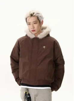 Pinstripe Bomber Jacket With Faux Fur Collar -Modern Wear Shop a6025c71c9bf7cab1c430d812c0efd1c