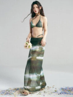 Metallic Halter Bikini Set With Matching Wrap Skirt -Modern Wear Shop a61fa9707701988f81ed0e6cf8dbf826